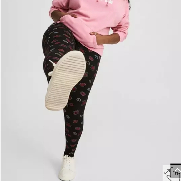 NEW Torrid 1 Full-Length Pocket Legging Kiss Lips Black Multi Print 1X Ce-1940 - Picture 3 of 7